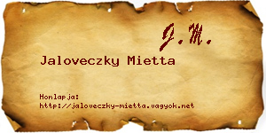 Jaloveczky Mietta névjegykártya